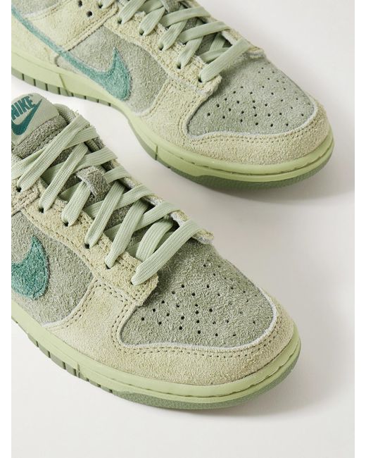 Nike Green Dunk Low Sneakers Aus Gebürstetem Veloursleder