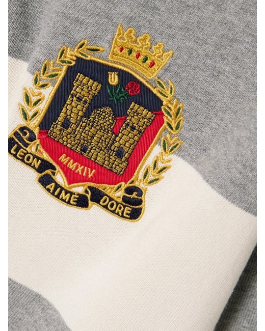 Polo En Coton Imprimé À Finitions En Velours Côtelé, Rayures Et Broderies Script Aimé Leon Dore en coloris Gray