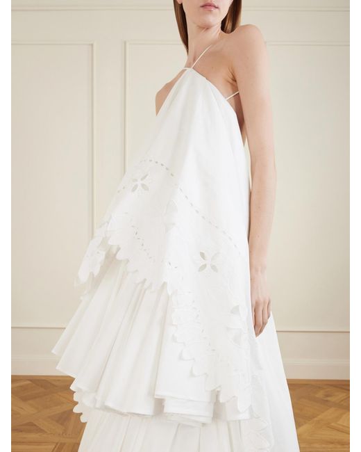 Jacquemus White La Robe Provençale Embroidered Cotton Maxi Dress