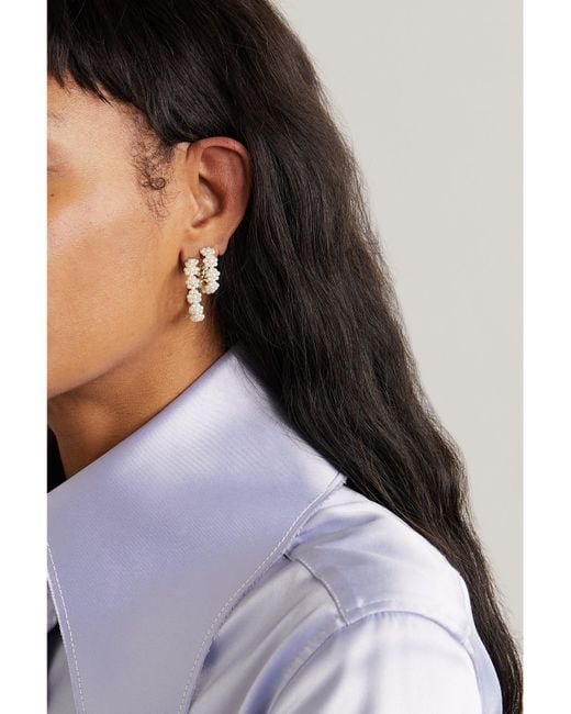 Sophie Bille Brahe Natural Boucle Parc 14-Karat Recycled Pearl Single Hoop Earring
