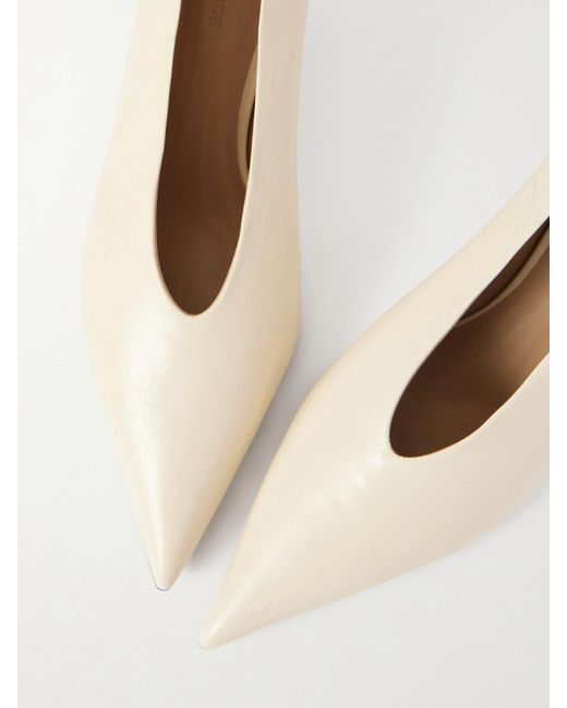 Le Monde Beryl Natural Babouche 40 Crinkled-Leather Pumps