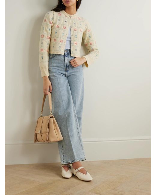 Calle Del Mar Natural Verkürzter Cardigan Aus Einer Kaschmir-Seidenmischung Mit Jacquard-Muster