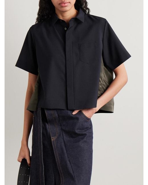 Sacai Blue Hemd Aus Baumwolle Und Shell
