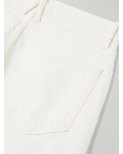 SLVRLAKE Denim White Grace Frayed High-Rise Wide-Leg Jeans