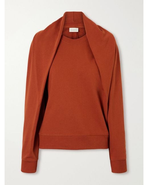 Dries Van Noten Orange Draped Cotton-Jersey Sweatshirt