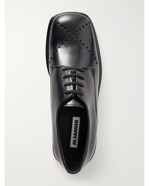 Jil Sander Black Perforated Leather Brogues