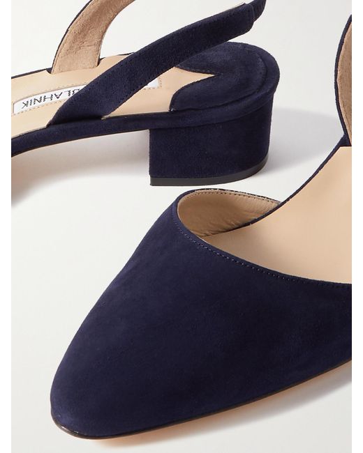 Escarpins À Bouts Pointus Et À Brides Arrière En Daim Aspro 30 Manolo Blahnik en coloris Blue