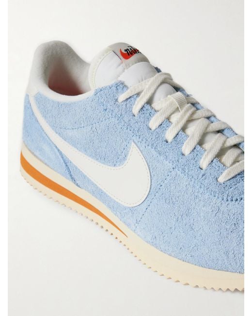 Nike Blue Cortez Vintage Sneakers Aus Gebürstetem Veloursleder Mit Lederbesätzen