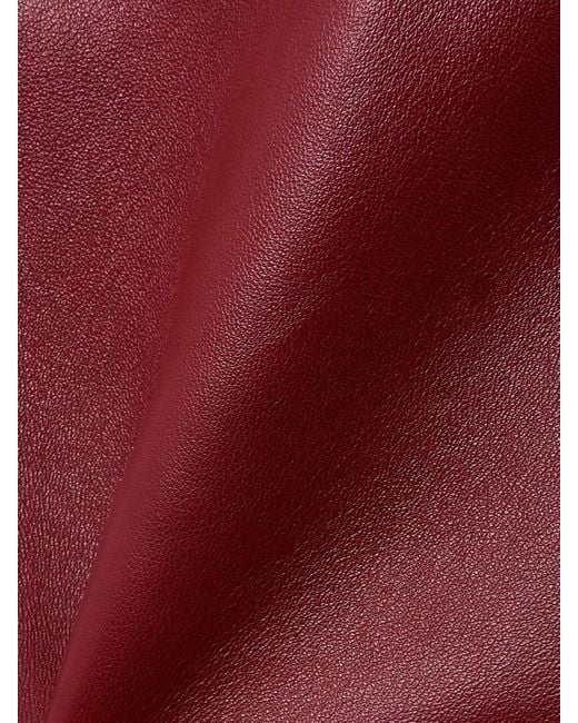 Chloé Red Pleated Paneled Leather Midi Skirt