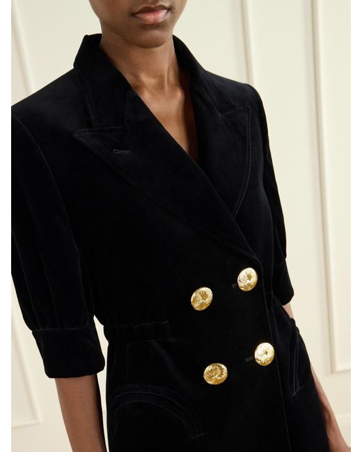 Blazé Milano Black Anyway Embellished Cotton-Velvet Mini Dress