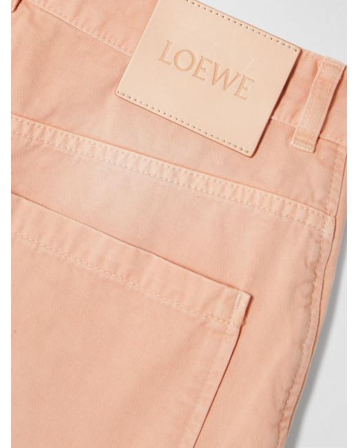 Loewe Natural Paula's Ibiza Anagram Cutout Frayed Pleated Cotton-Twill Shorts