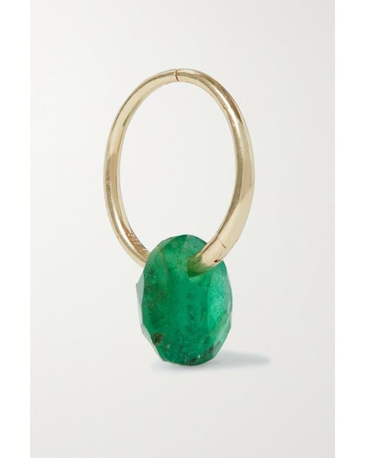 BY PARIAH Green May Birthstone 14-karat Recycled Gold Emerald Single Hoop Earring