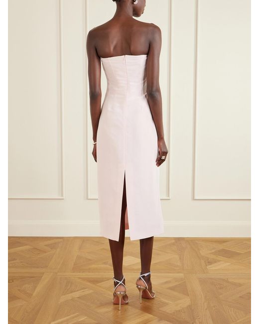 Magda Butrym Pink Strapless Silk-Crepe Midi Dress