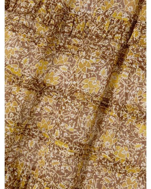 Isabel Marant Natural Volomia Floral-Print Tiered Cotton Midi Skirt