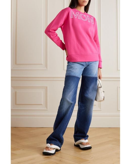 Moncler Pink Printed Cotton-Jersey Sweatshirt