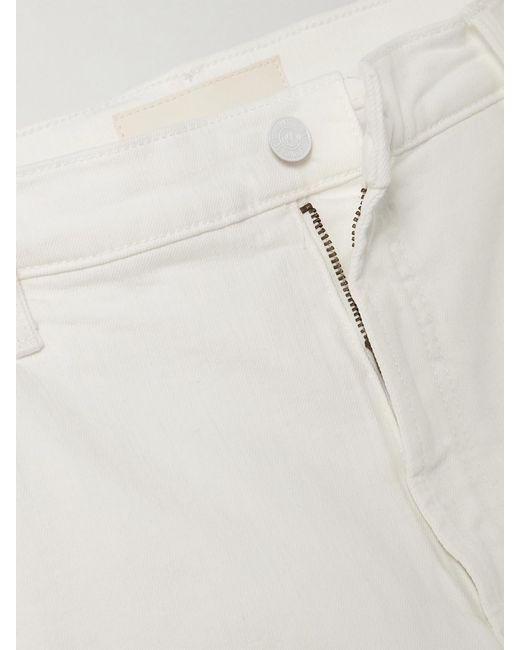 Mother White The Stud Finder Sneak High-Rise Straight-Leg Jeans