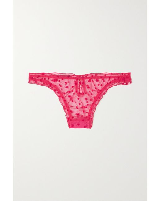 Le Petit Trou Framboise Ruffled Flocked Tulle Briefs in Pink | Lyst