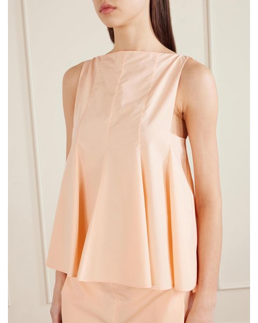 Khaite Natural Marita Paneled Cotton-Poplin Blouse