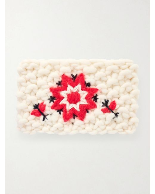 Moncler Pink Embroidered Wool-Blend Headband