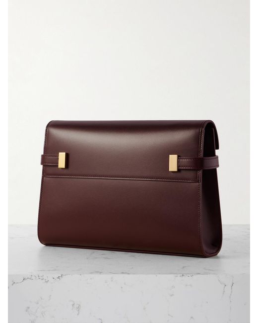 Saint Laurent Purple Manhattan Kleine Schultertasche Aus Leder