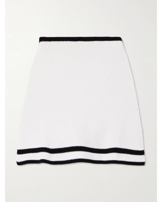 Nina Ricci White Striped Cotton-Blend Mini Skirt