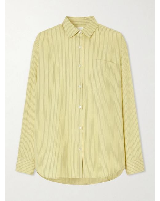 Leset Yellow Yoshi Striped Cotton And Lyocell-Blend Poplin Shirt