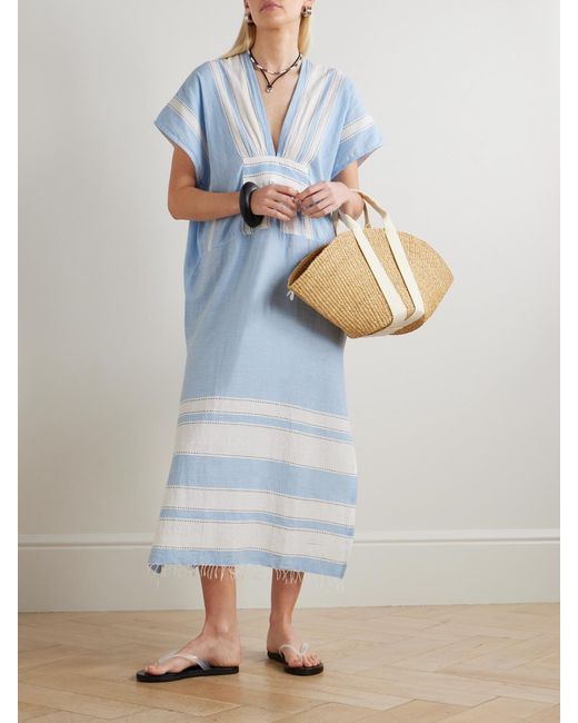 Robe Longue En Coton Mélangé À Rayures Gasira Lemlem en coloris Blue