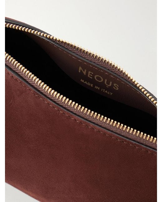 Neous Brown Gemini Leather-Trimmed Suede Shoulder Bag