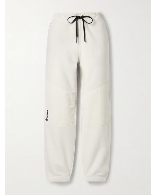 Moncler White Shell-Paneled Fleece Tapered Sweatpants