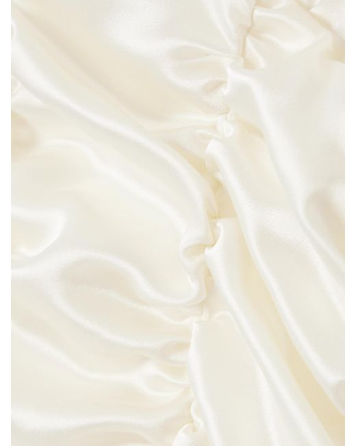 Violante Nessi White Edgar Open-Back Gathered Satin Gown
