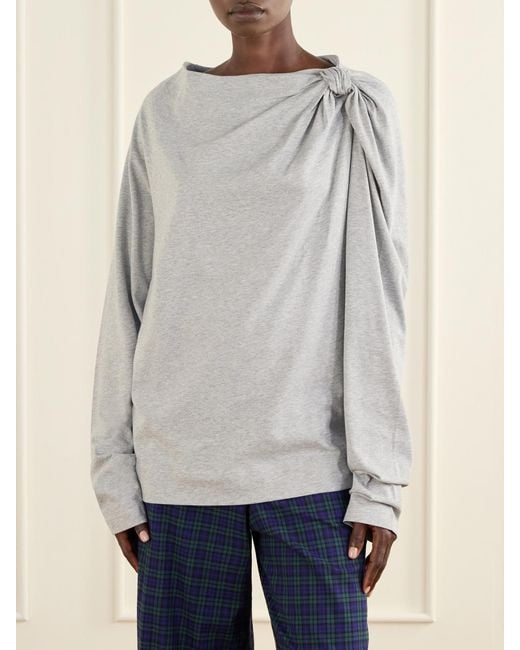 Dries Van Noten Gray Gathered Cotton-Jersey T-Shirt