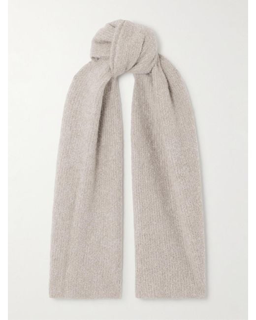 The Row White Luthgard Cashmere, Alpaca And Silk-Blend Bouclé Scarf