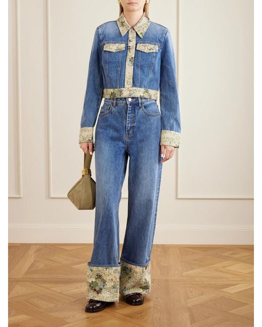 ALÉMAIS Blue Marcel Printed Straight-Leg Jeans