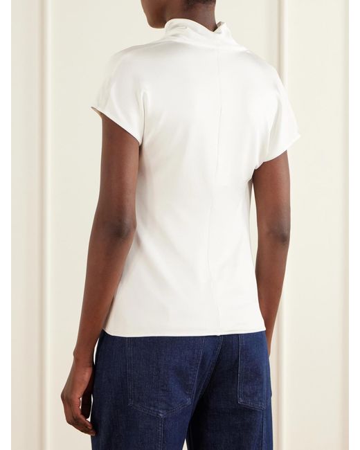 Another Tomorrow White Draped Jersey Top