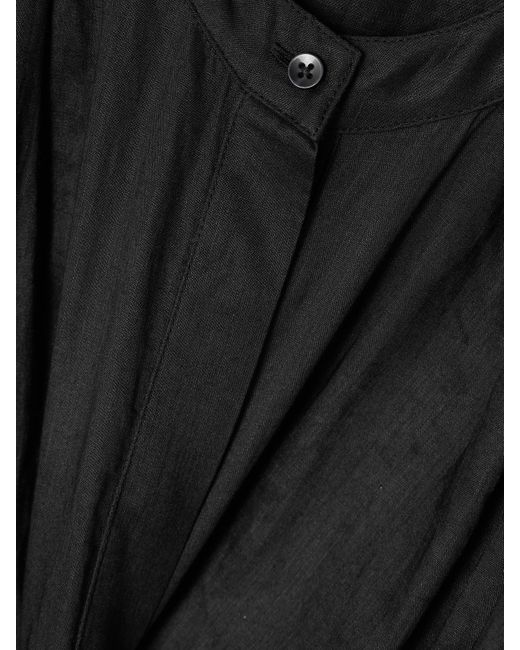 Rohe Black Bluse Aus Ramie-Voile Mit Raffungen