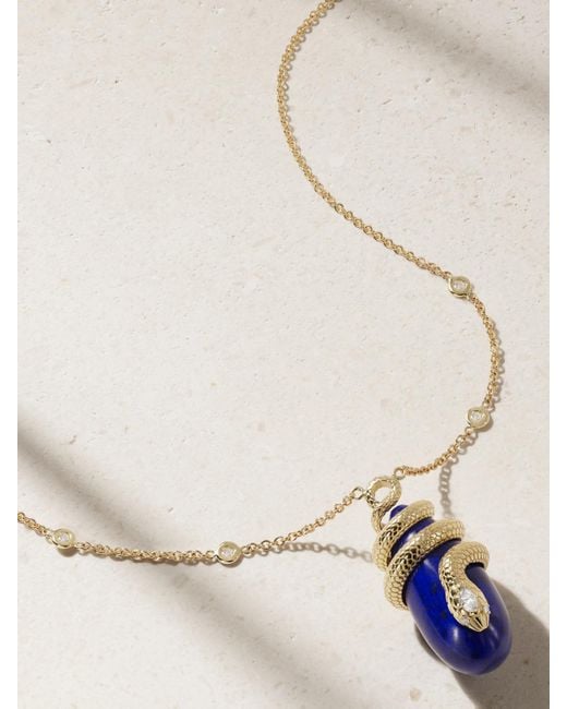 Jacquie Aiche Natural 14-Karat, Diamond And Lapis Lazuli Necklace