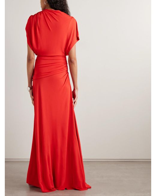 La Ligne Red Maxikleid Aus Jersey Mit Raffungen