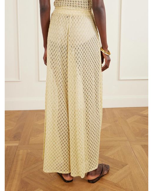 Missoni Natural Mare Metallic Crochet-Knit Wide-Leg Pants
