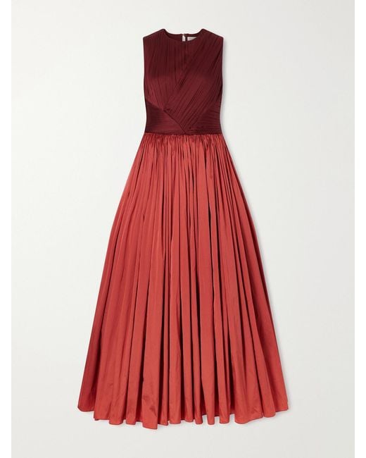Abadia Draped Gathered Taffeta Gown