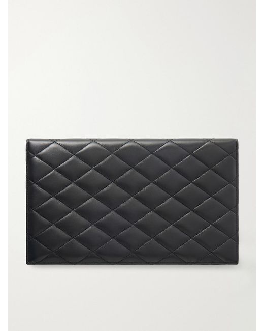 Saint Laurent Black Paris Matelassé Leather Pouch