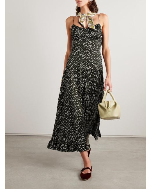 Doen Green Rosaria Midikleid Aus Einer Seidenmischung Mit Polka-Dots