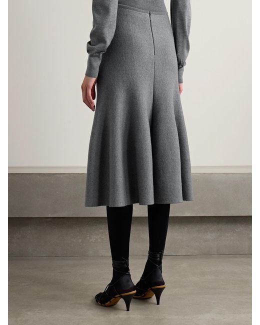 Khaite Gray Odil Wool-Blend Midi Skirt