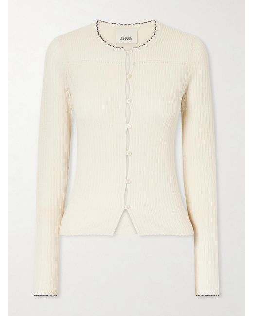 Isabel Marant Natural Siofra Silk And Cotton-Blend Cardigan