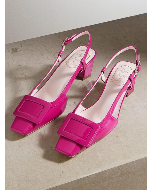 Roger Vivier Pink 45 Patent-Leather Slingback Pumps
