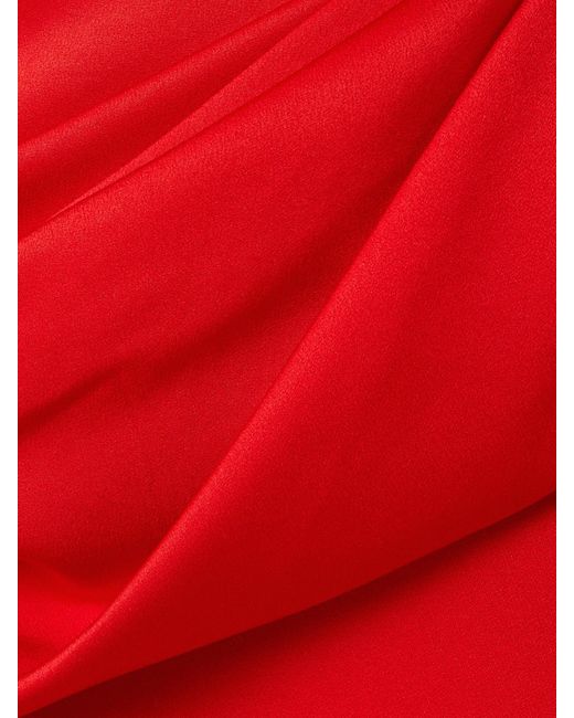 Alex Perry Red Strapless Draped Satin-Crepe Gown