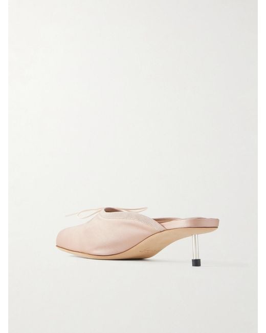 Simone Rocha Natural Pointe Bow-Detailed Satin Pumps