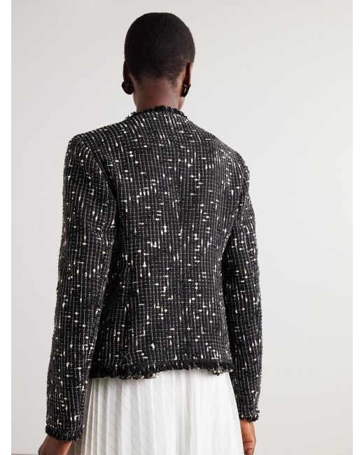 Moncler Black Verneuil Jacke Aus Tweed Aus Einer Leinen-Baumwollmischung
