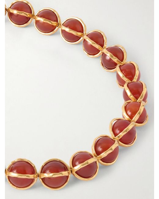 Jil Sander Pink Tone Agate Beaded Necklace