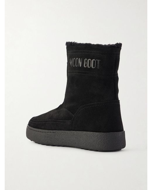 Moon Boot Black Lara Suede And Shearling Ankle Boots