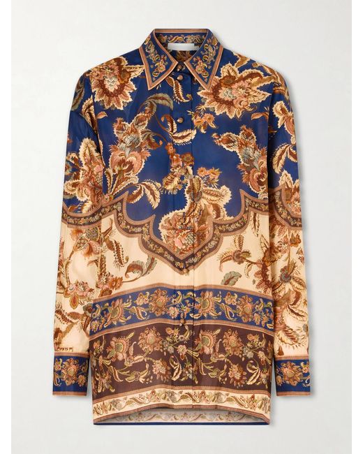 Zimmermann Blue Aster Printed Silk Shirt